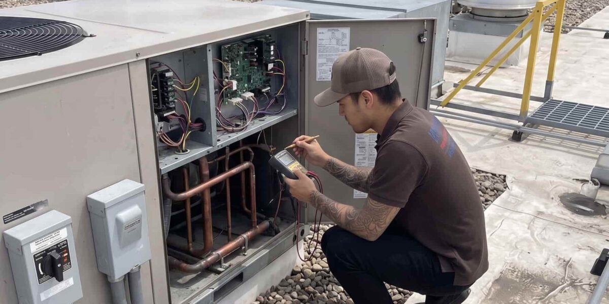 Commercial hvac technician servicing light commercial hvac in st. petersburg fl